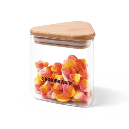 Trison Triangle Jar with Bamboo Lid 450 ml 3pcs